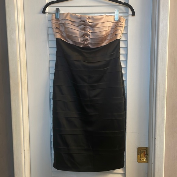 Jax Dresses & Skirts - Jax Size 2 BodyCon Bandage Cocktail Dress LIKE NEW! Champagne bust,Blk Bottom